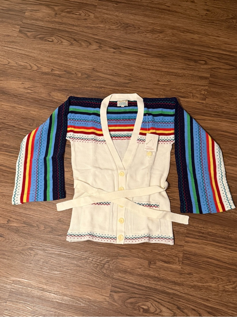 Vintage 80s Helen Sue Rainbow Cardigan in Size Small NWT